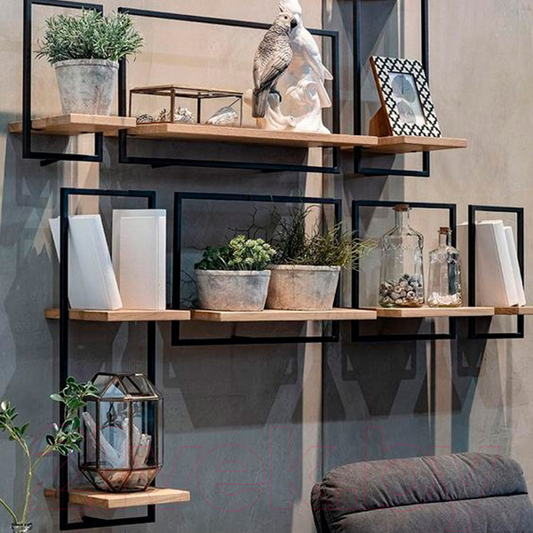 Изображение товара Полка Millwood Навесная каркасная 30x15x30 (дуб золотой Craft/металл черный)