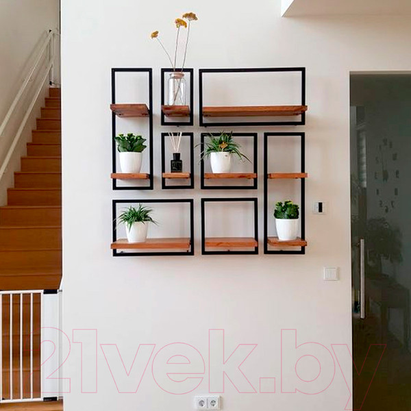 Изображение товара Полка Millwood Навесная каркасная 30x15x30 (дуб золотой Craft/металл черный)