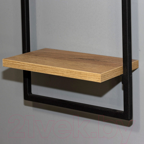 Изображение товара Полка Millwood Навесная каркасная 30x15x30 (дуб золотой Craft/металл черный)
