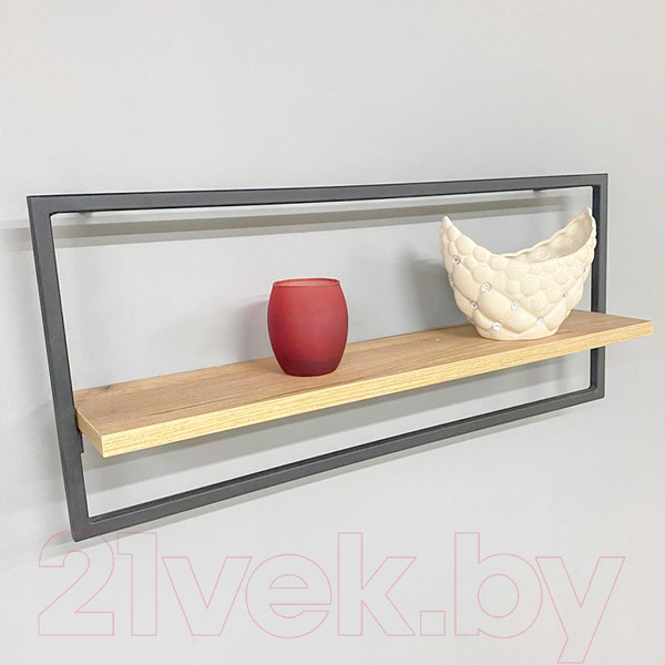 Изображение товара Полка Millwood Навесная каркасная 70x15x30 (дуб золотой Craft/металл черный)