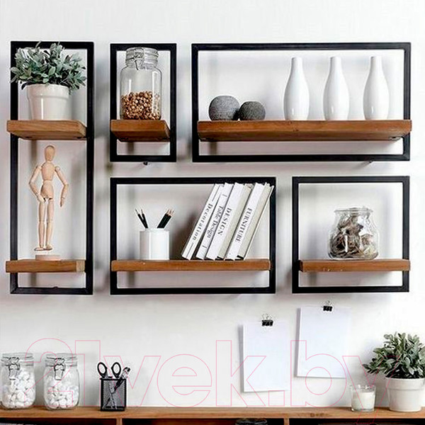 Изображение товара Полка Millwood Навесная каркасная 30x15x30 (дуб табачный Craft/металл черный)