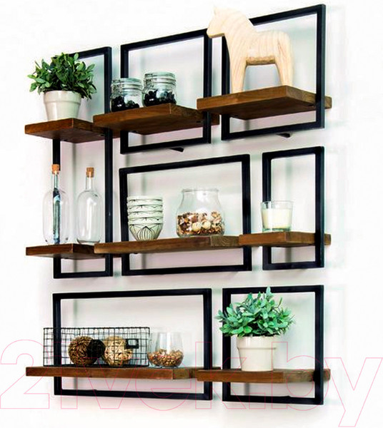 Изображение товара Полка Millwood Навесная каркасная 30x15x30 (дуб табачный Craft/металл черный)