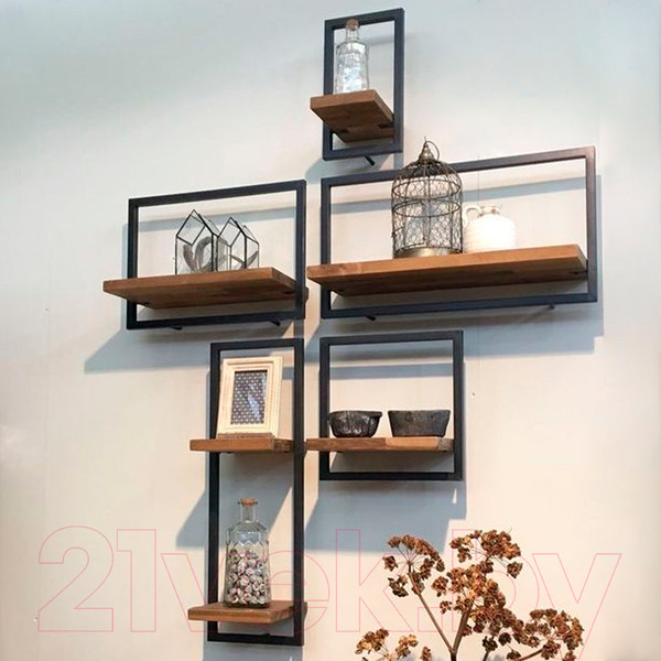 Изображение товара Полка Millwood Навесная каркасная 30x15x30 (дуб табачный Craft/металл черный)