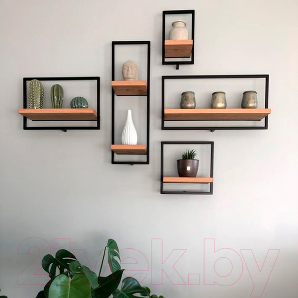 Изображение товара Полка Millwood Навесная каркасная 30x15x70 (дуб табачный Craft/металл черный)