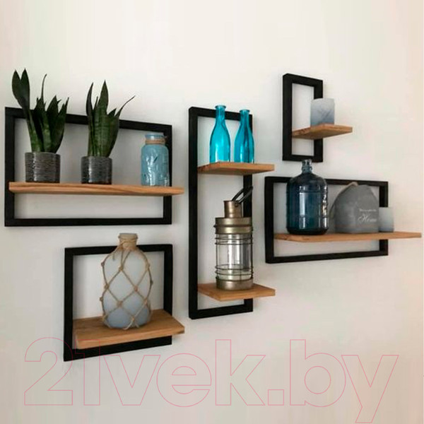 Изображение товара Полка Millwood Навесная каркасная 30x15x70 (дуб табачный Craft/металл черный)
