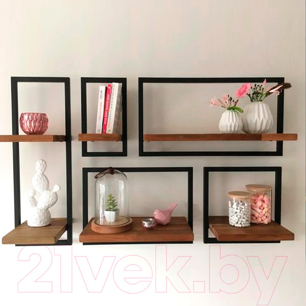 Изображение товара Полка Millwood Навесная каркасная 30x15x70 (дуб табачный Craft/металл черный)