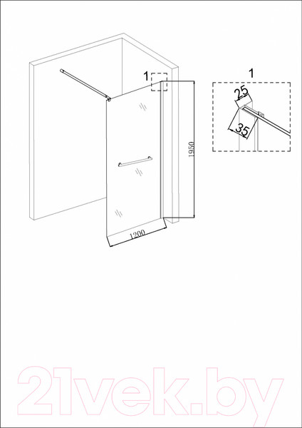 Изображение товара Душевая стенка Niagara NG-641-12 120x195 (золотой)