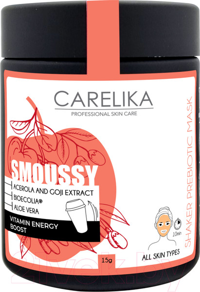 Изображение товара Маска для лица альгинатная Carelika Shaker Smoussy Prebiotic Mask Acerola And Goji (15г)