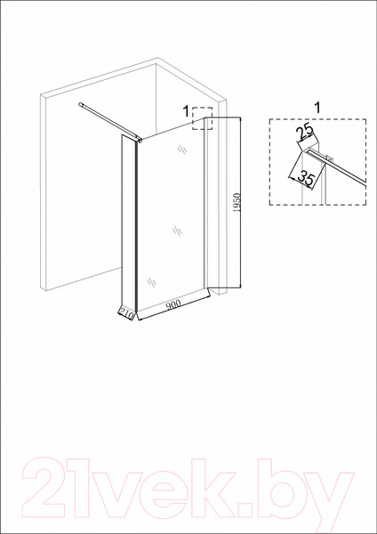 Изображение товара Душевая стенка Niagara NG-644-90 90x195 (золотой)