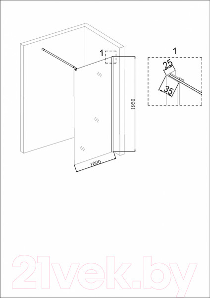Изображение товара Душевая стенка Niagara NG-683-10 100x195 (черный)