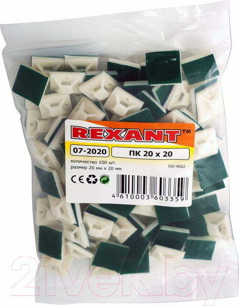 Изображение товара Площадка самоклеющаяся Rexant 20x20 07-2020 (100шт, белый)
