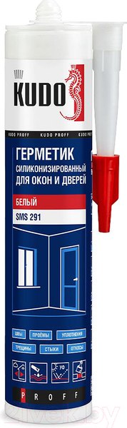 Изображение товара Герметик силиконовый Kudo Proff Для окон и дверей SMS-291 (280мл, белый)