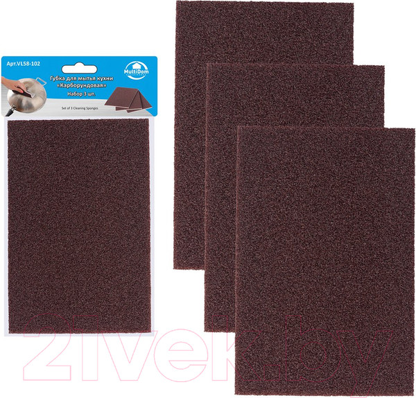 Изображение товара Набор губок для мытья посуды Мультидом Карборундовая / VL58-102 (3шт)