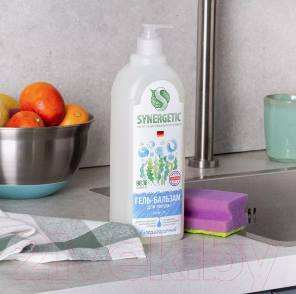 Изображение товара Средство для мытья посуды Synergetic Гель-бальзам биоразлагаемый Pure 0% (1л)