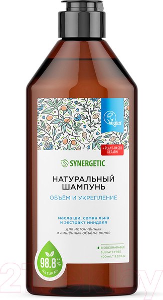 Изображение товара Шампунь для волос Synergetic Объем и укрепление волос (400мл)