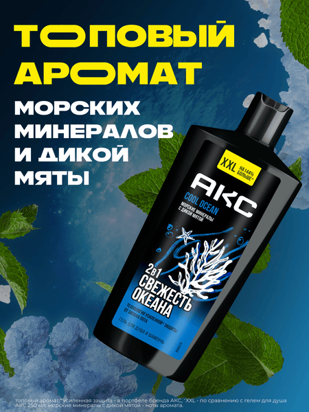 Изображение товара Шампунь-гель для душа Axe Cool Ocean 2в1 (610мл)