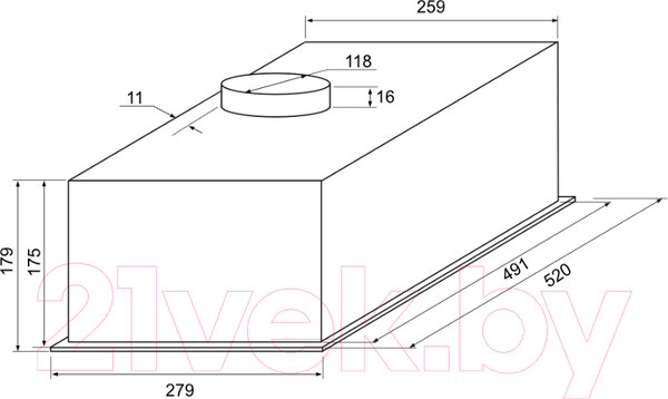 Изображение товара Вытяжка скрытая Krona Sintia 600 PB / КА-00003856 (черный)