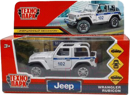Изображение товара Автомобиль игрушечный Технопарк Jeep Wrangler Rubicon Полиция / RUBICON3D-12POL-WH