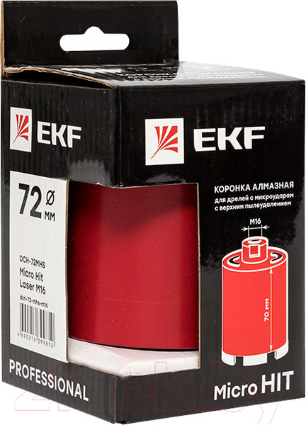 Изображение товара Коронка EKF Алмазная для дрелей dch-72-mhs-m16