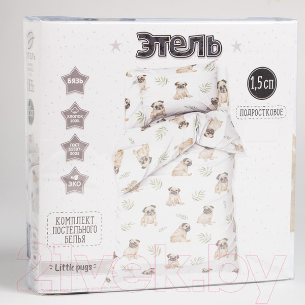 Изображение товара Комплект постельного белья Этель Мопсы / 7823086