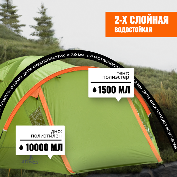 Изображение товара Палатка Coyote Oboluse-3 v2 / CL-A23-3P-Light Green
