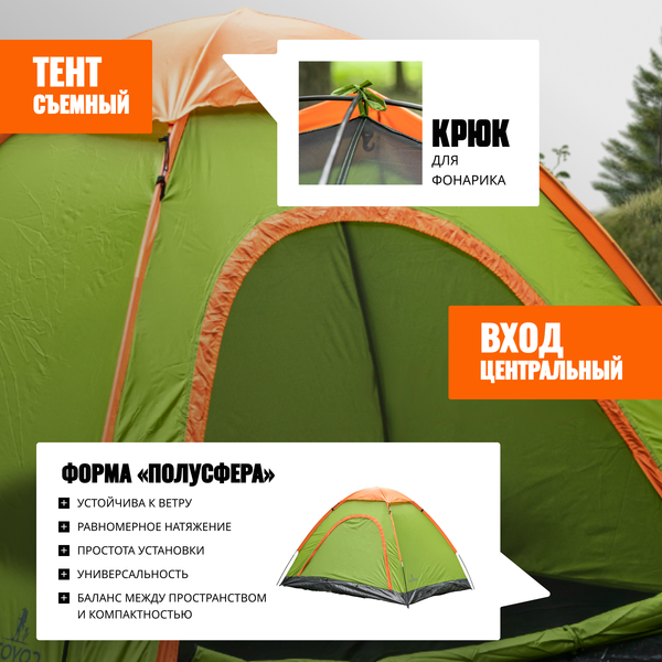 Изображение товара Палатка Coyote Vortex-2 v2 / CL-S10-2P-Light Green