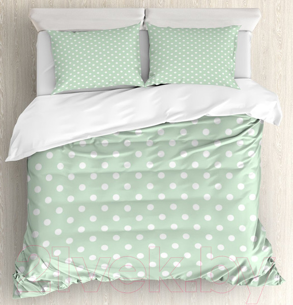 Изображение товара Комплект постельного белья Ambesonne Зеленый горошек / bls_33392_euro