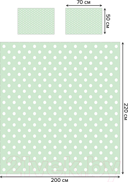 Изображение товара Комплект постельного белья Ambesonne Зеленый горошек / bls_33392_euro