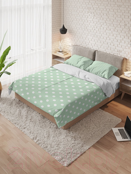 Изображение товара Комплект постельного белья Ambesonne Зеленый горошек / bls_33392_euro