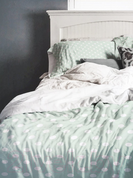 Изображение товара Комплект постельного белья Ambesonne Зеленый горошек / bls_33392_euro