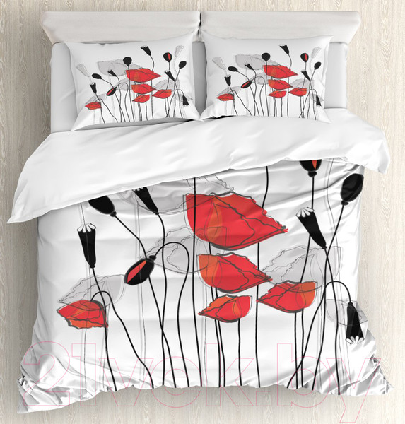 Изображение товара Комплект постельного белья Ambesonne Цветочный поцелуй / bls_3760_euro