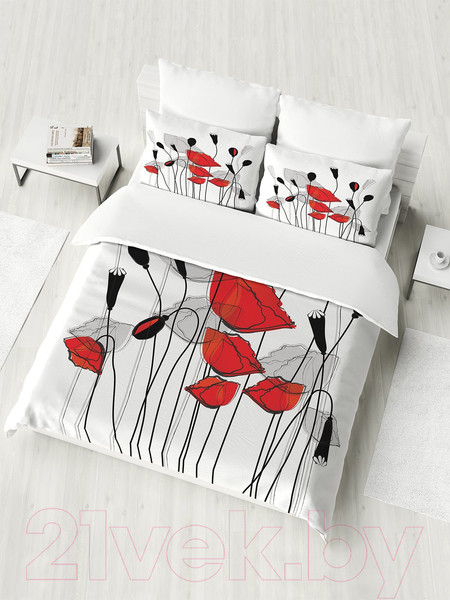 Изображение товара Комплект постельного белья Ambesonne Цветочный поцелуй / bls_3760_euro