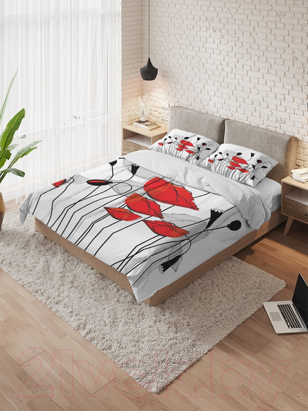 Изображение товара Комплект постельного белья Ambesonne Цветочный поцелуй / bls_3760_euro