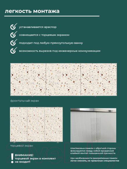 Изображение товара Экран для ванны Comfort Alumin Group Конфетти 3D 150x50