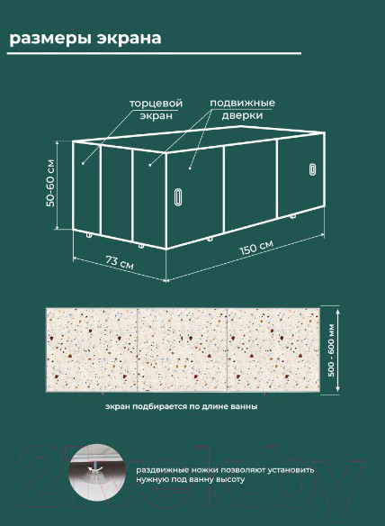 Изображение товара Экран для ванны Comfort Alumin Group Конфетти 3D 150x50