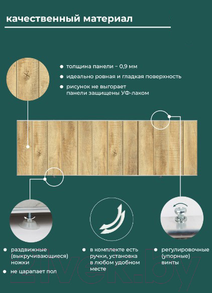 Изображение товара Экран для ванны Comfort Alumin Group Натуральное дерево 3D 150x50