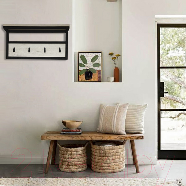 Изображение товара Вешалка для одежды Millwood Сканди 3 60x30x15 (дуб белый Craft/металл черный)