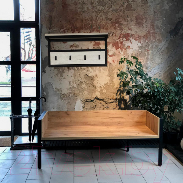 Изображение товара Вешалка для одежды Millwood Сканди 3 60x30x15 (дуб белый Craft/металл черный)