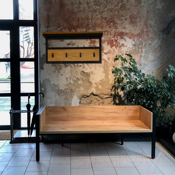 Изображение товара Вешалка для одежды Millwood Сканди 3 60x30x15 (дуб золотой Craft/металл черный)