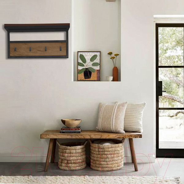 Изображение товара Вешалка для одежды Millwood Сканди 3 60x30x15 (дуб табачный Craft/металл черный)