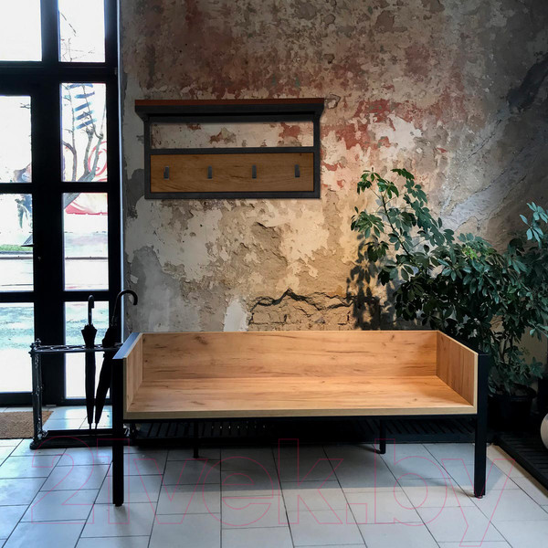 Изображение товара Вешалка для одежды Millwood Сканди 3 60x30x15 (дуб табачный Craft/металл черный)