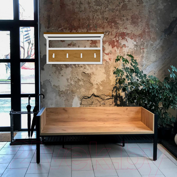 Изображение товара Вешалка для одежды Millwood Сканди 3 60x30x15 (дуб золотой Craft/металл белый)