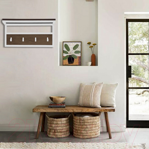 Изображение товара Вешалка для одежды Millwood Сканди 3 60x30x15 (дуб табачный Craft/металл белый)