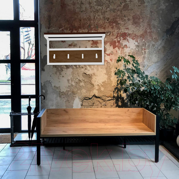 Изображение товара Вешалка для одежды Millwood Сканди 3 60x30x15 (дуб табачный Craft/металл белый)