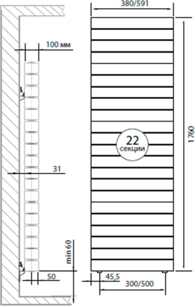 Изображение товара Радиатор биметаллический Royal Thermo PianoForte Tower New Bianco Traffico (22 секции)