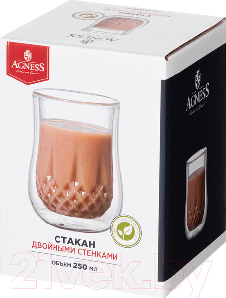 Изображение товара Стакан для горячих напитков Agness Double Wall 250-159