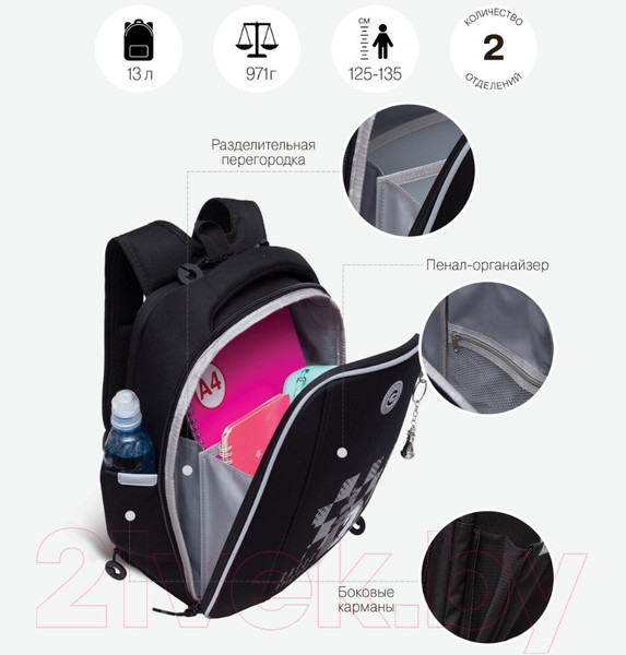 Изображение товара Школьный рюкзак Grizzly RAf-393-10 (черный)