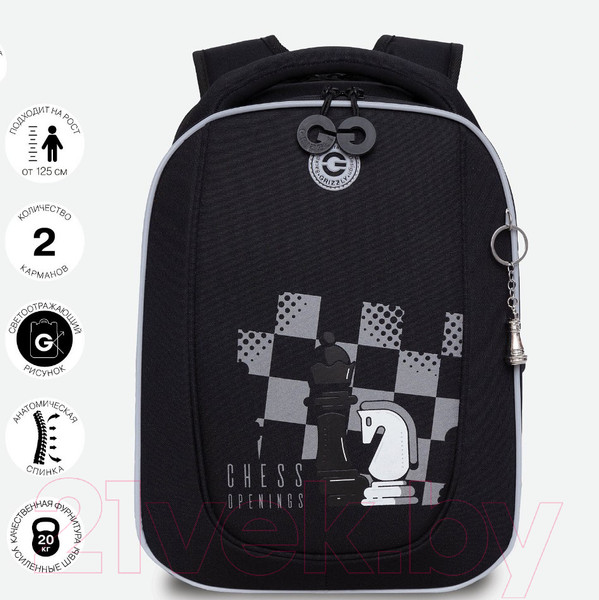 Изображение товара Школьный рюкзак Grizzly RAf-393-10 (черный)