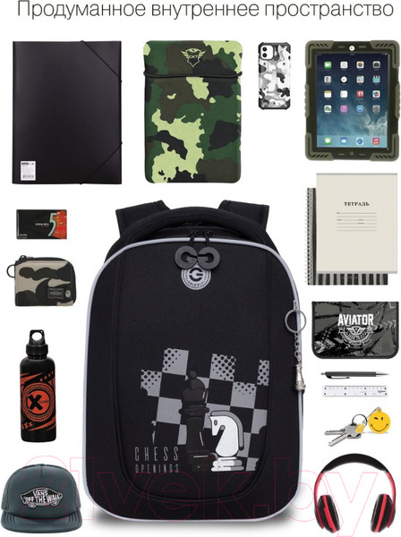 Изображение товара Школьный рюкзак Grizzly RAf-393-10 (черный)