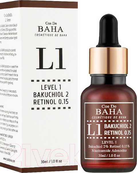 Изображение товара Сыворотка для лица Cos de Baha Bakuchiol 2% Retinol 0.15% L1 (30мл)